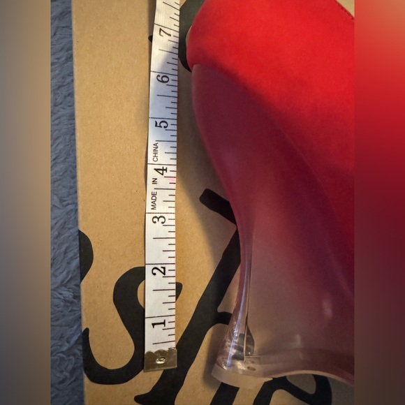 Beau+Ashe Vibrant Coral Platform Peep Toe Wedges with Gradient See-Thru Wedge - Picture 15 of 15